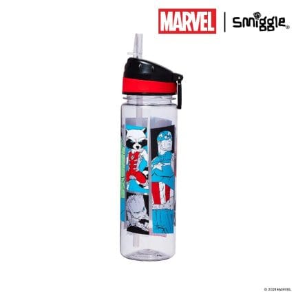 SMIGGLE - AVENGERS Super Charge Plastic Flip Drink Bottle 650ML